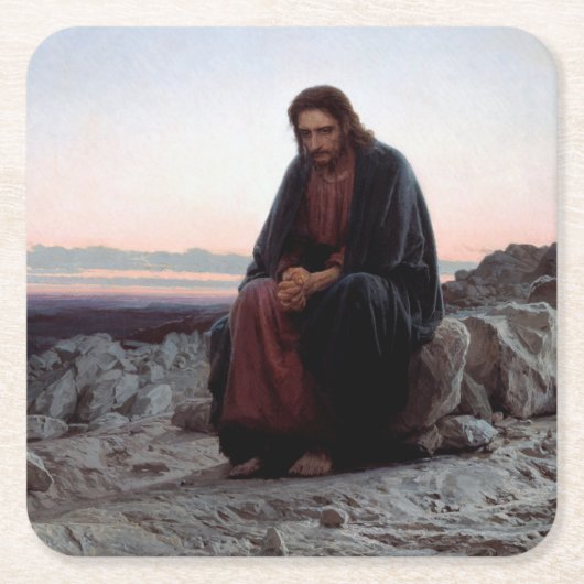 Christus in de wilde natuur, Ivan Kramskoi Kartonnen Onderzetters (Voorkant)