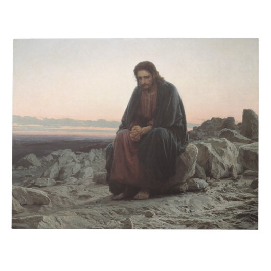 Christus in de wildernis (door Ivan Kramskoi) Notitieblok (Voorkant)