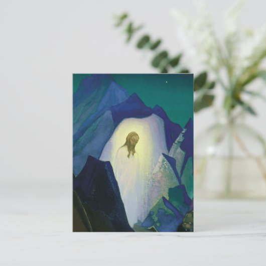 “Christus in de woestijn” door Nicholas Roerich Briefkaart (Staand voorkant)