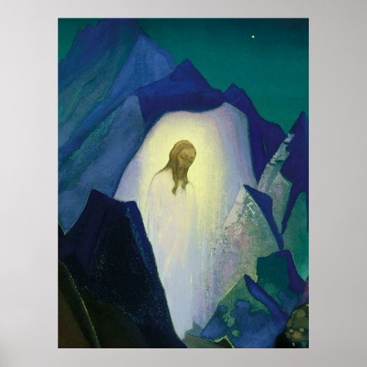 “Christus in de woestijn” door Nicholas Roerich Poster (Voorkant)