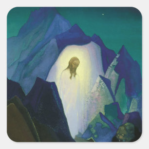“Christus in de woestijn” door Nicholas Roerich Vierkante Sticker