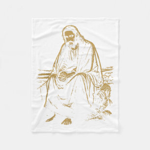 Christus in de woestijn Jezus Gebed Christelijke G Fleece Deken