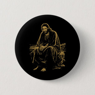 Christus in de woestijn Jezus Gebed Christelijke G Ronde Button 5,7 Cm