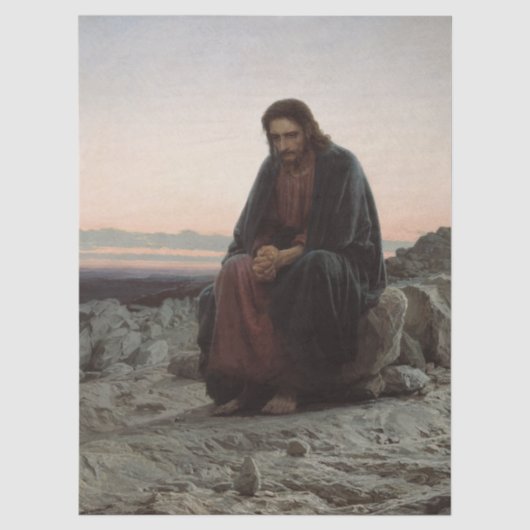 Christus in de woestijn van Ivan Kramskoj  Tissuepapier (Voorkant)