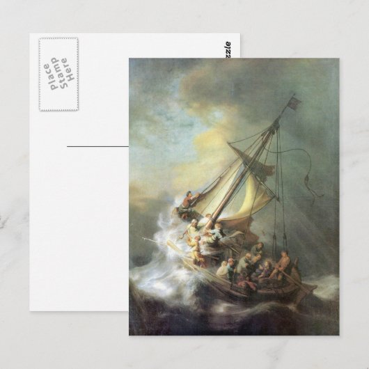 Christus in een storm op het zee van Galilee - Rem Briefkaart (Voorkant / Achterkant)