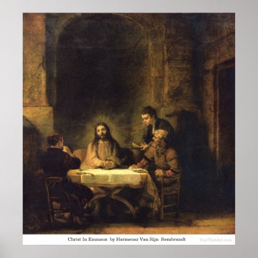 Christus in Emmaus door Harmensz Van Rijn Rembrand Poster (Voorkant)
