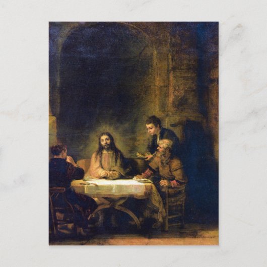 Christus in Emmaus door Rembrandt Briefkaart (Voorkant)