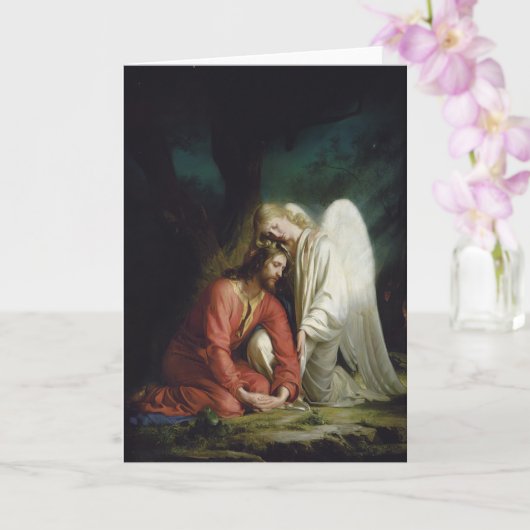 Christus in Gethsemane door Carl Bloch, Religieus Kaart (Orchidee)