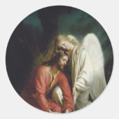 Christus in Gethsemane door Carl Bloch, Religieus Ronde Sticker (Voorkant)