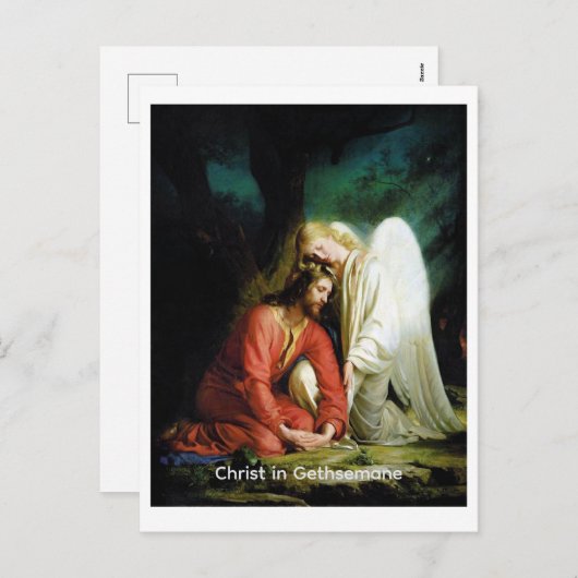Christus in Gethsemane (gelabeld) Feestdagenkaart (Voorkant / Achterkant)