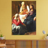 Christus in het Huis van Martha en Mary Canvas Afdruk (Insitu (Woonkamer))