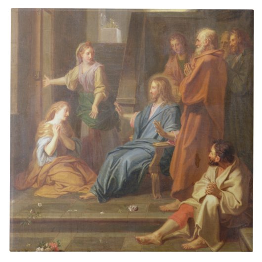 Christus in het Huis van Martha en Mary Tegeltje (Voorkant)