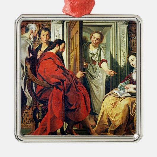 Christus in het Huis van Martha en Mary van Bethan Metalen Ornament (Voorkant)