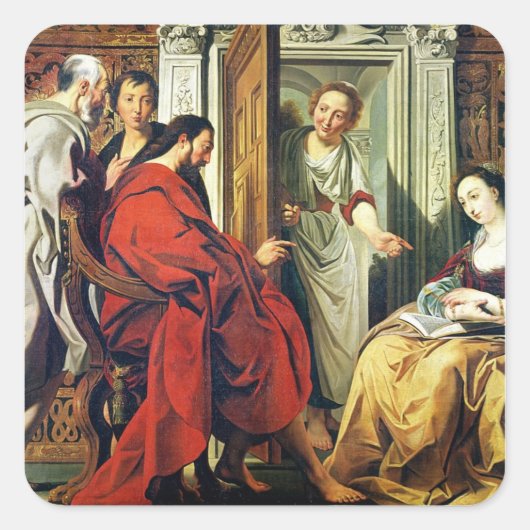 Christus in het Huis van Martha en Mary van Bethan Vierkante Sticker (Voorkant)