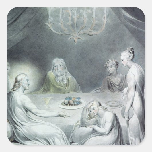 Christus in het Huis van Martha en Mary Vierkante Sticker (Voorkant)