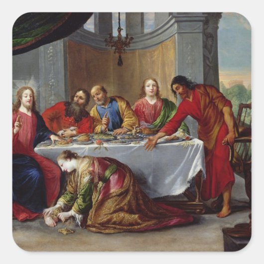 Christus in het huis van Simon de Pharisee Vierkante Sticker (Voorkant)