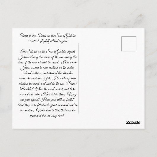 Christus in het Storm Briefkaart (Achterkant)