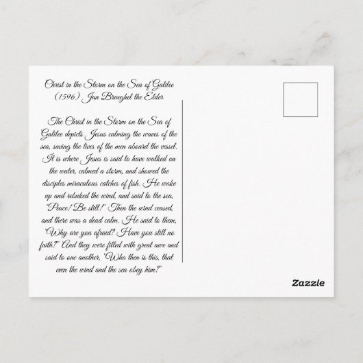Christus in het Storm Briefkaart (Achterkant)