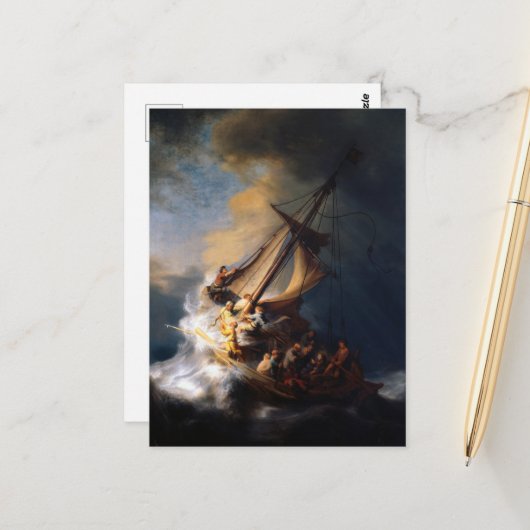 Christus in het Storm op het Zee van Galilea Briefkaart (Voorkant / Achterkant in situ)