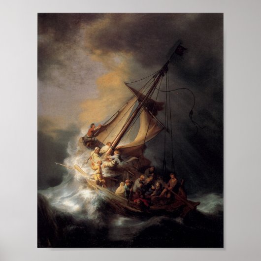 Christus in het Storm op het Zee van Galilea Poster (Voorkant)