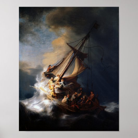 Christus in het Storm op het Zee van Galilea Poster (Voorkant)