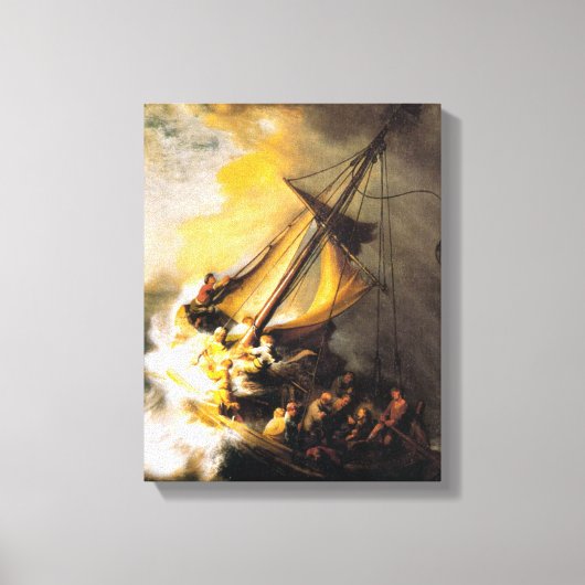 Christus in het Storm op het Zee van Galilee-Rembr Canvas Afdruk (Voorkant)