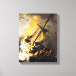 Christus in het Storm op het Zee van Galilee-Rembr Canvas Afdruk