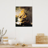 Christus in het Storm op het Zee van Galilee-Rembr Poster (Keuken)