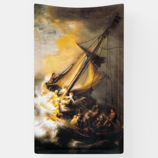 Christus in het Storm op het Zee van Galilee-Rembr Spandoek (Verticaal)