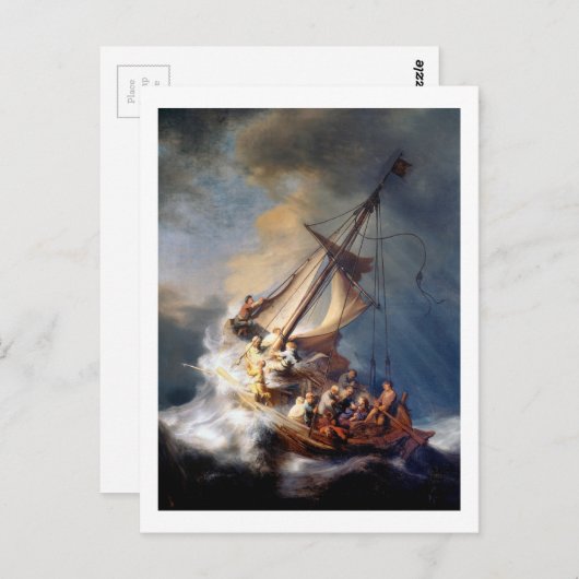 Christus in het Storm Zee van Galilea Briefkaart (Voorkant / Achterkant)