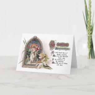 Christus in het venster van de Paaskerk met Narcis Feestdagen Kaart