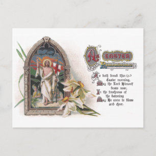 Christus in het venster van de Paaskerk met Narcis Feestdagenkaart