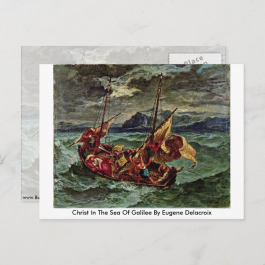 Christus in het Zee van Galilee door Eugene Delacr Briefkaart (Voorkant / Achterkant)