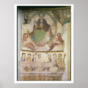 Christus in Majesteit met vier Evangelische Symbol Poster