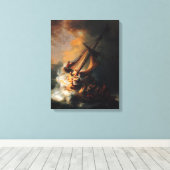 Christus in Storm op het meer van Genezareth door  Canvas Afdruk (Insitu (Houten vloer))