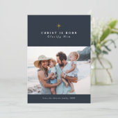 Christus is Born Glorify Him religieuze kerkerst Feestdagenkaart (Staand voorkant)