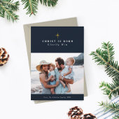 Christus is Born Glorify Him religieuze kerkerst Feestdagenkaart