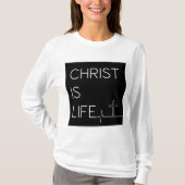 Christus is de hartslag van het leven en de dwars t-shirt (Voorkant)