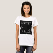 Christus is de hartslag van het leven en de dwars t-shirt (Voorkant volledig)