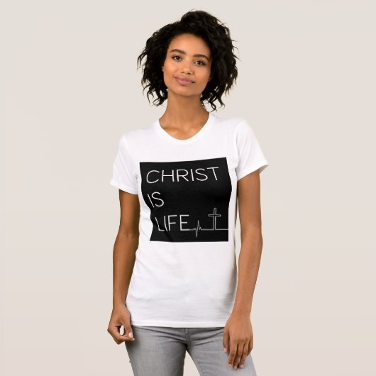 Christus is de hartslag van het leven en de dwars t-shirt (Voorkant volledig)