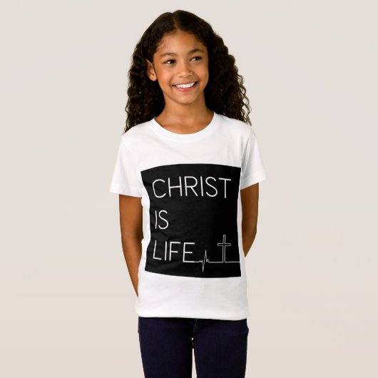 Christus is de hartslag van het leven en kruismeis t-shirt (Voorkant volledig)
