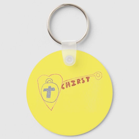 Christus is de Sleutel Basis Button Keyring Sleutelhanger (Voorkant)