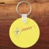 Christus is de Sleutel Basis Button Keyring Sleutelhanger (Voorkant)