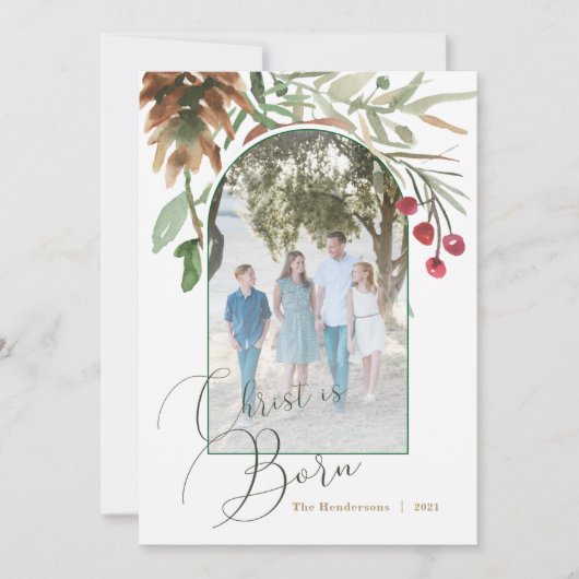 Christus is een kerstkaart met Waterverf voor kers (Voorkant)