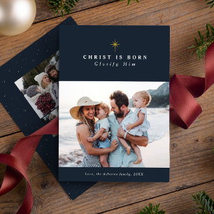 Christus is een religieuze kerstcollage geboren feestdagenkaart