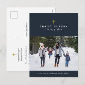 Christus is een religieuze kerstfoto geboren feestdagenkaart (Voorkant / Achterkant)
