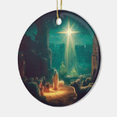 Christus is geboren! Bethlehem scène Keramisch Ornament (Links)
