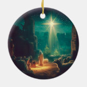 Christus is geboren! Bethlehem scène Keramisch Ornament (Achterkant)