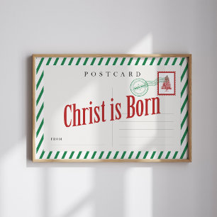 Christus is geboren in het Poster van het Briefkaa