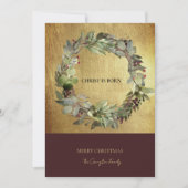 Christus is Geboren Kerstmis Groen Goud Feestdagenkaart (Voorkant)